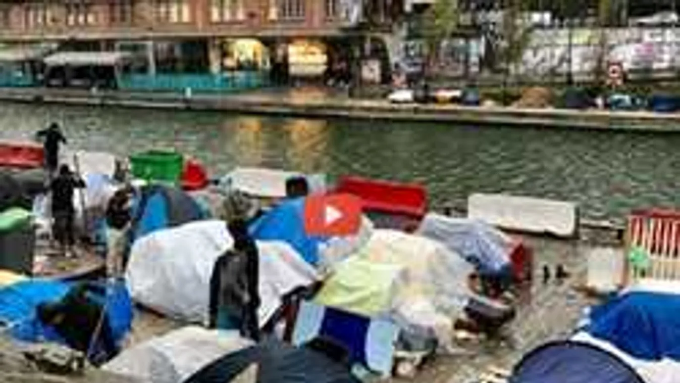 Ezrek sátoroznak a csatornák mellett és a metrókban. Videó Párizsból