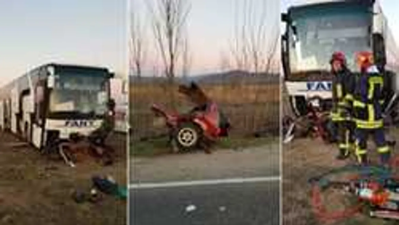 Brutális baleset: Kettészakította az autót a busz, egy ember meghalt