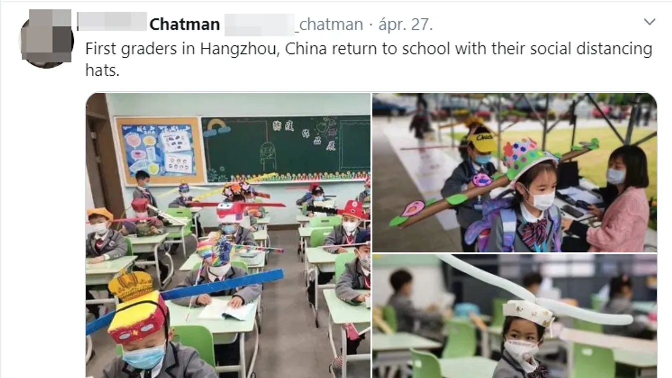 Távolságot tartó sapkát kell hordaniuk a kisdiákoknak Kínában