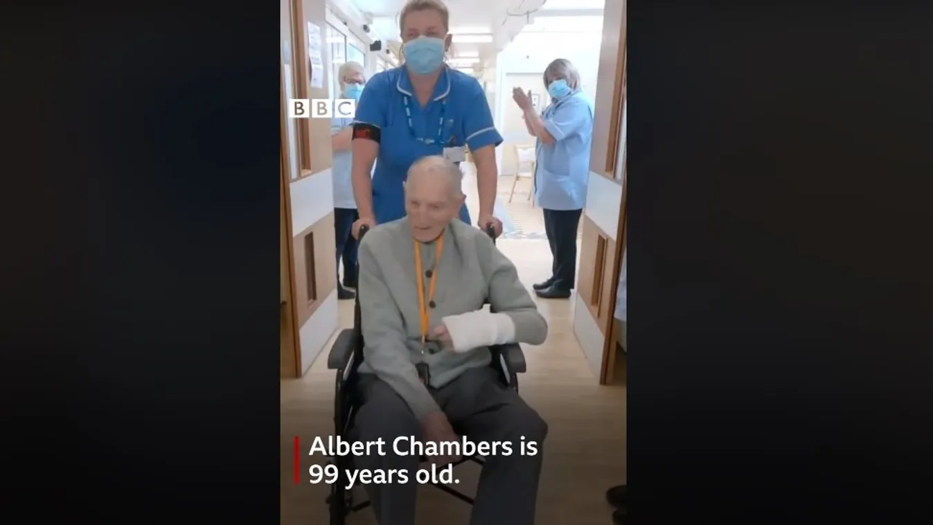 Sorfalat állva tapsolták a nővérek a koronavírusból meggyógyult 99 éves veteránt – videó