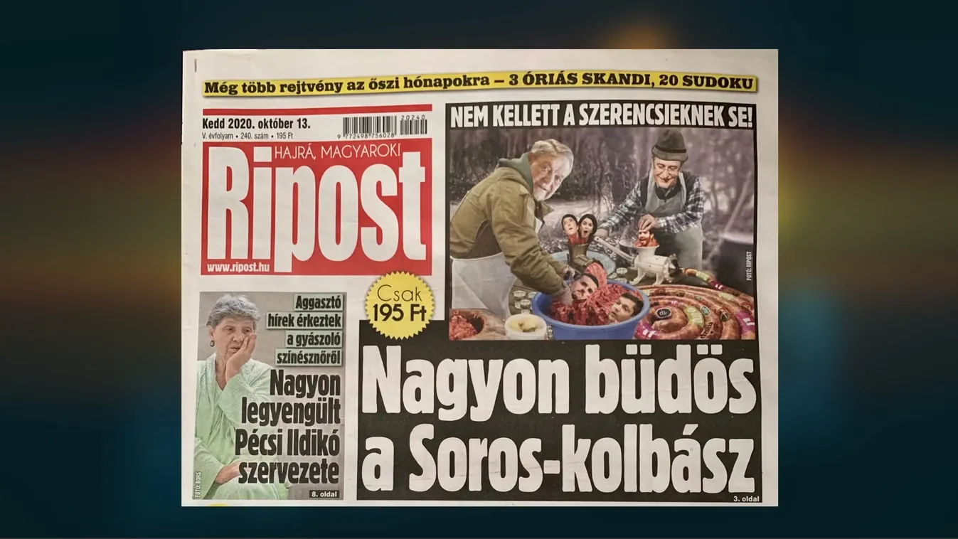Benne vagyunk a tévében: Soros-kolbász Ripost módra
