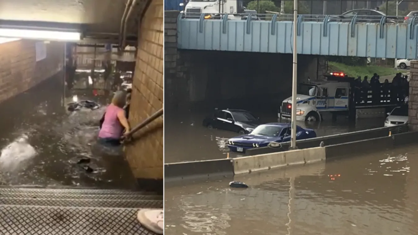 Döbbenetes felvételek: Víz alá került New York, mindent elöntött az eső