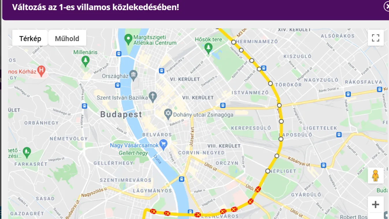 Most érkezett: baleset miatt módosul az egyes villamos közlekedése