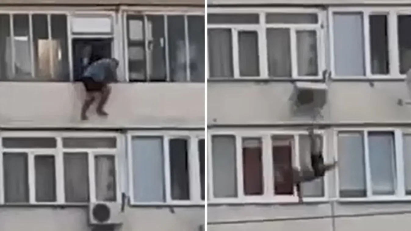 Sokkoló felvétel: videóra vették, ahogy kizuhant a 6. emeleti erkélyről a férfi
