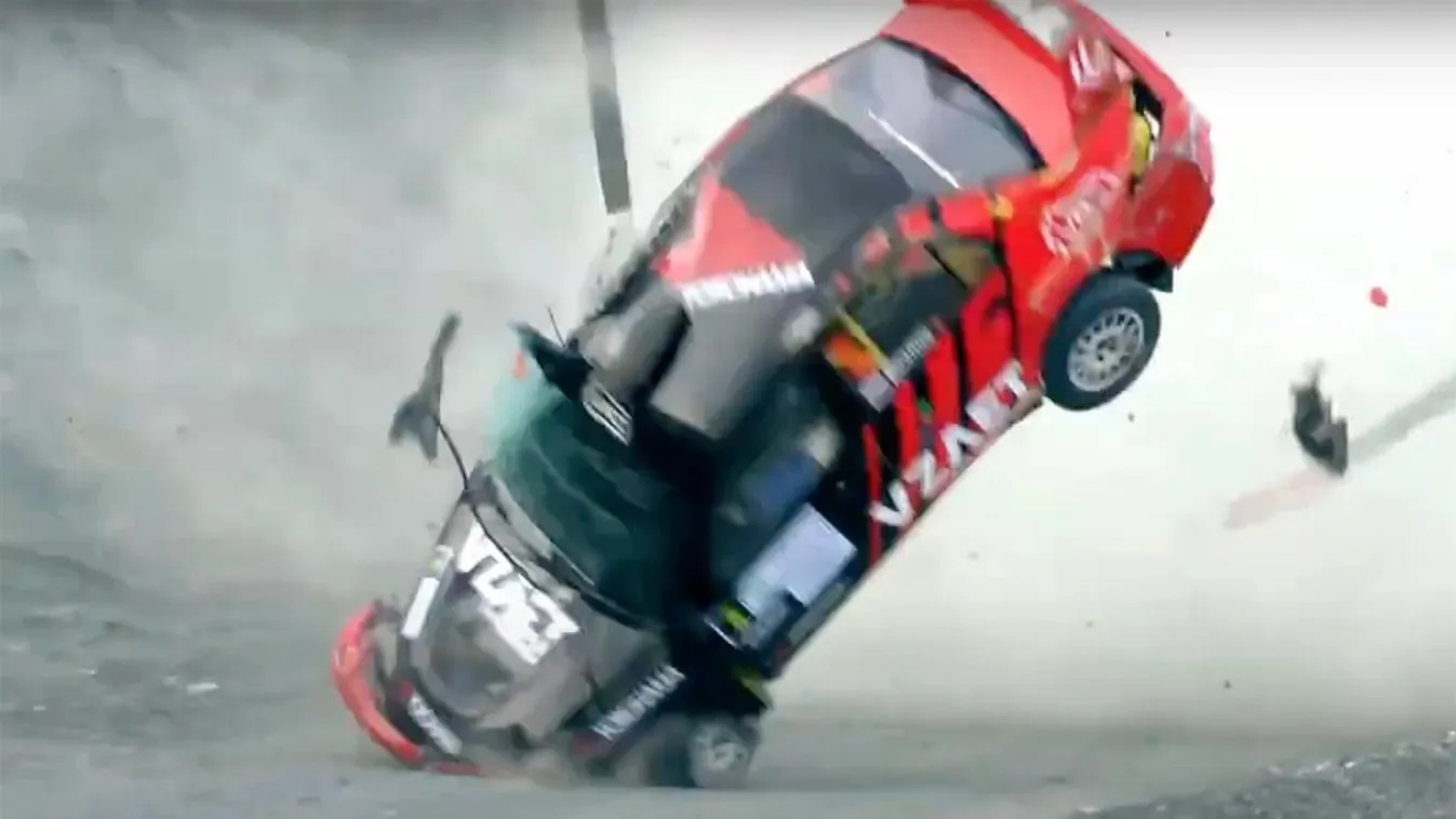 Brutális baleset, óriási sebességgel hajtott a sziklának a ralisztár – videó