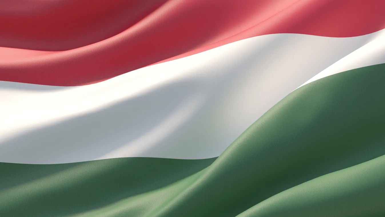 Waved highly detailed close-up flag of Hungary. 3D illustration.