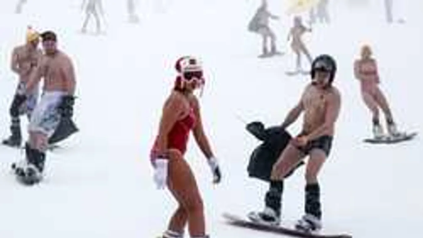 Fürdőruhában síeltek az őrült oroszok