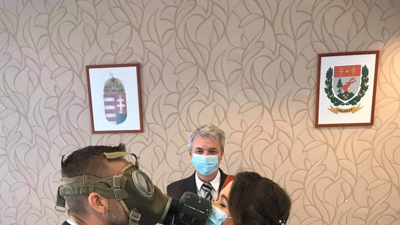 Esküvő a koronavírus-járvány idején: Gázmaszkban vette el Tamarát a vőlegénye