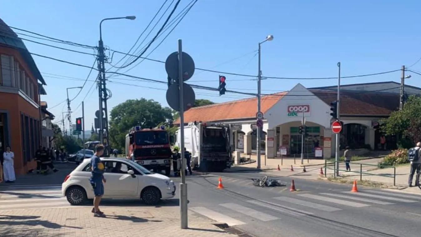 Drámai fotók: Szörnyethalt egy bácsi Budakeszin, áthajtott rajta egy kukásautó