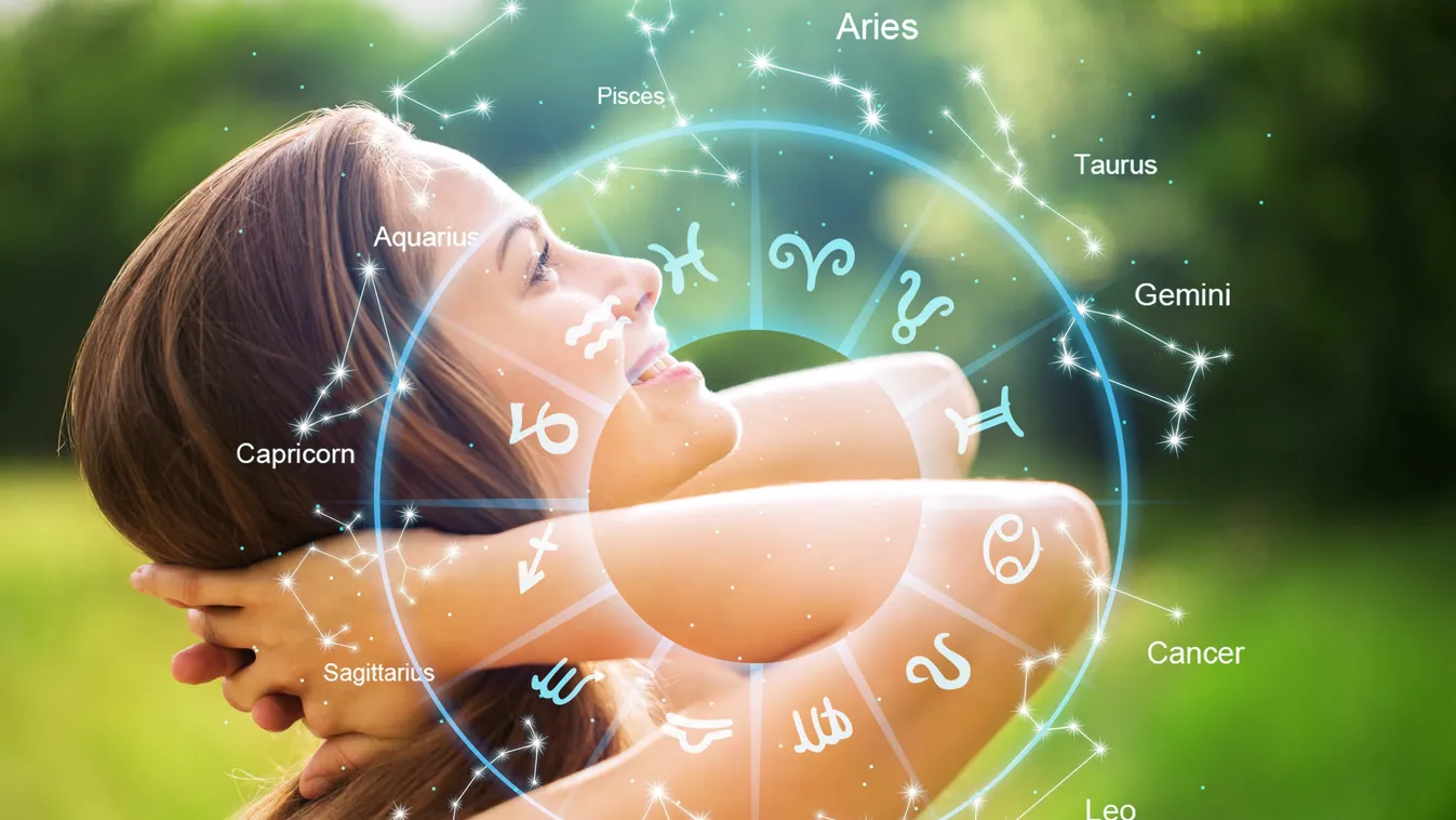 Horoscope,Astrology,Zodiac,Illustration,With,Young,Wooman