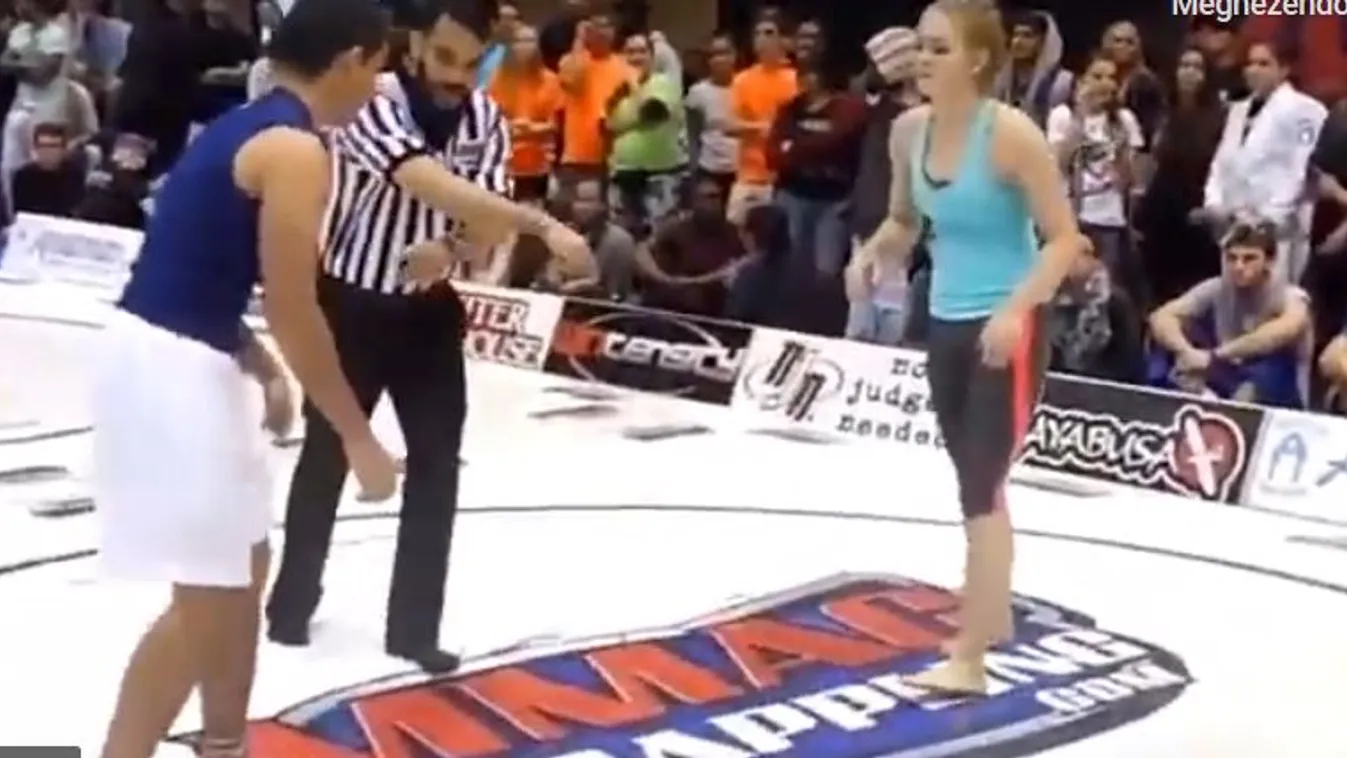 Elképesztő videó: Így küzd férfi ellenfele ellen a női MMA harcos