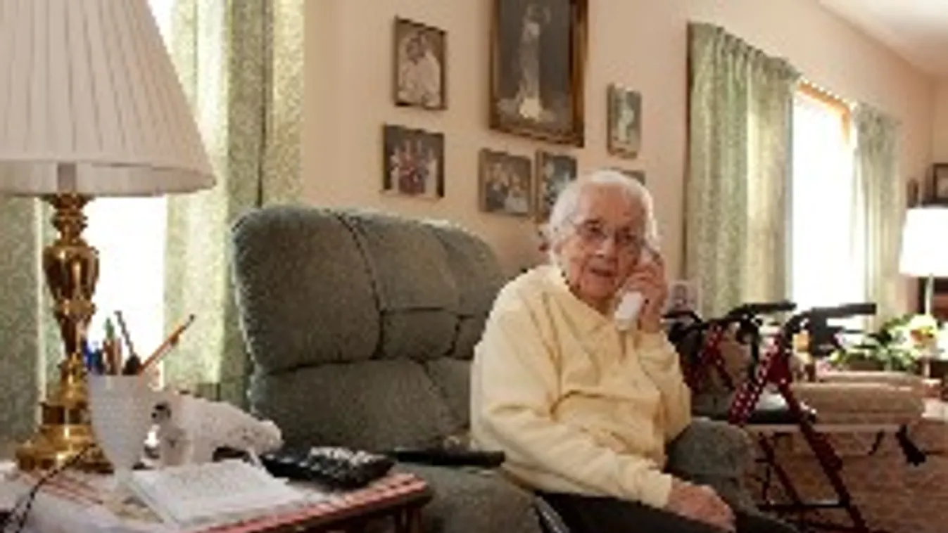 An elderly woman manages to take care of herself, living alone in her own home in Adams, Massachuset