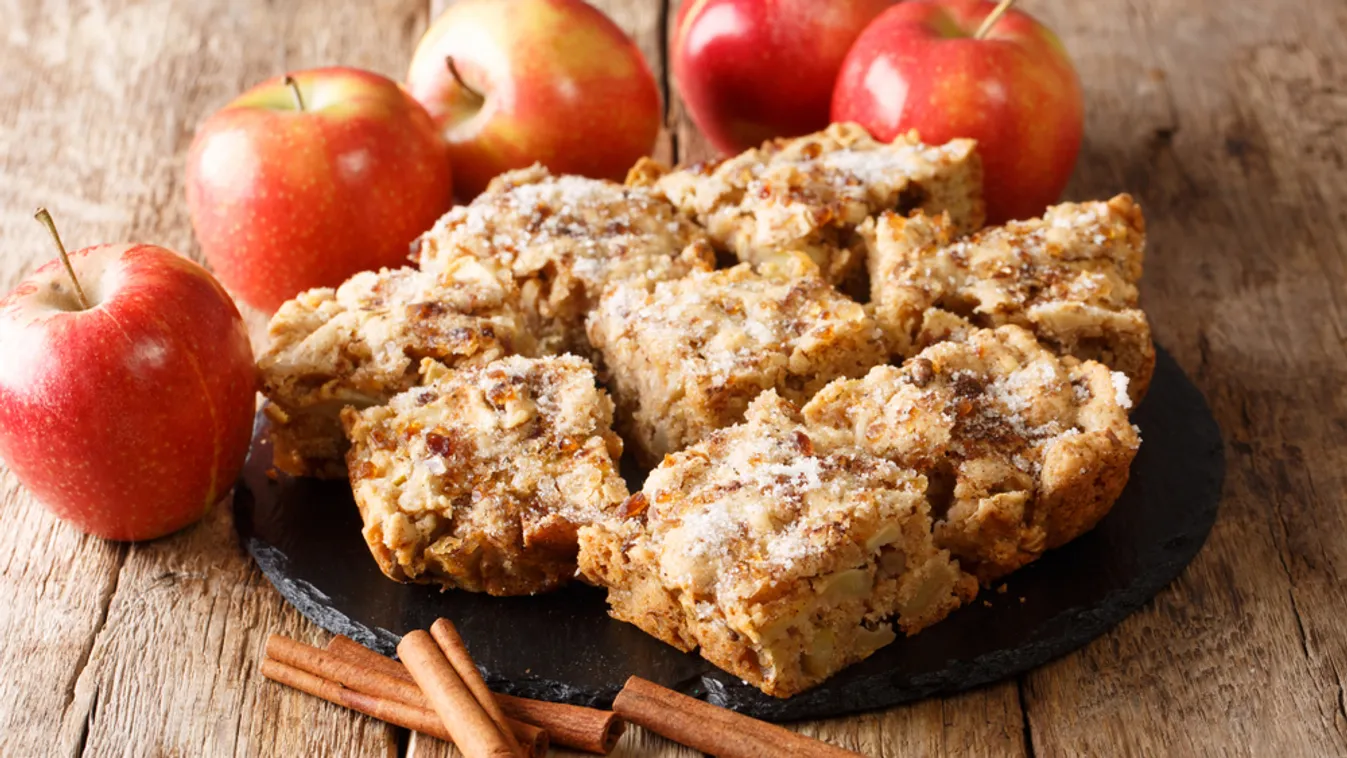 Tasty,Baked,Apple,Blondies,With,Cinnamon,And,Nuts,Close-up,On
