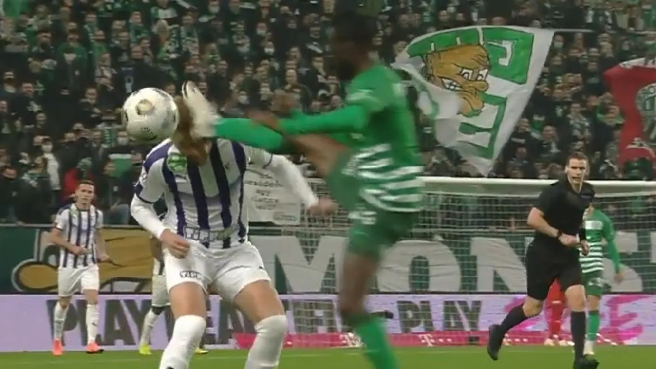 Kegyetlenül lerúgta a fejét, heteket kihagyhat a Fradi focistája – videó