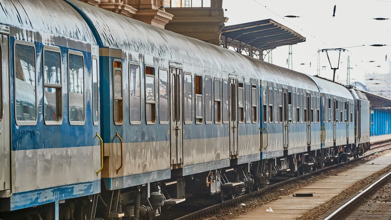 Railway station with passanger train