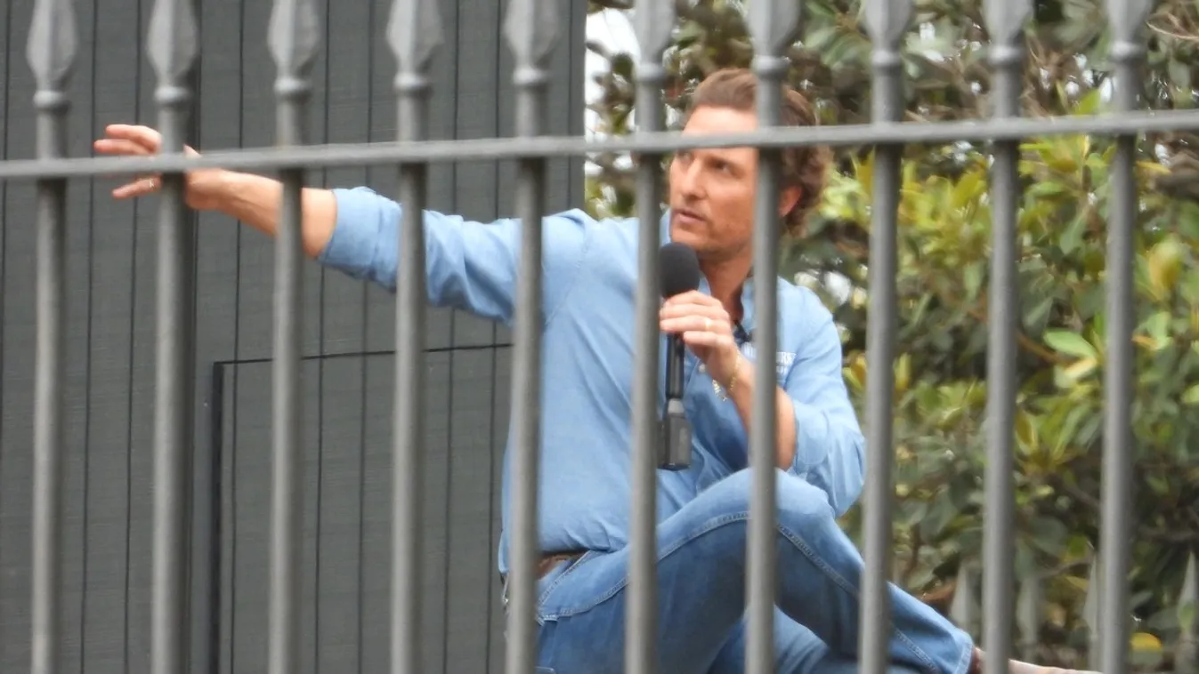Matthew McConaughey in double denim doing promo