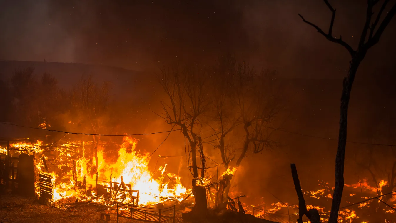 Fire in refugee camp Moria on Lesbos