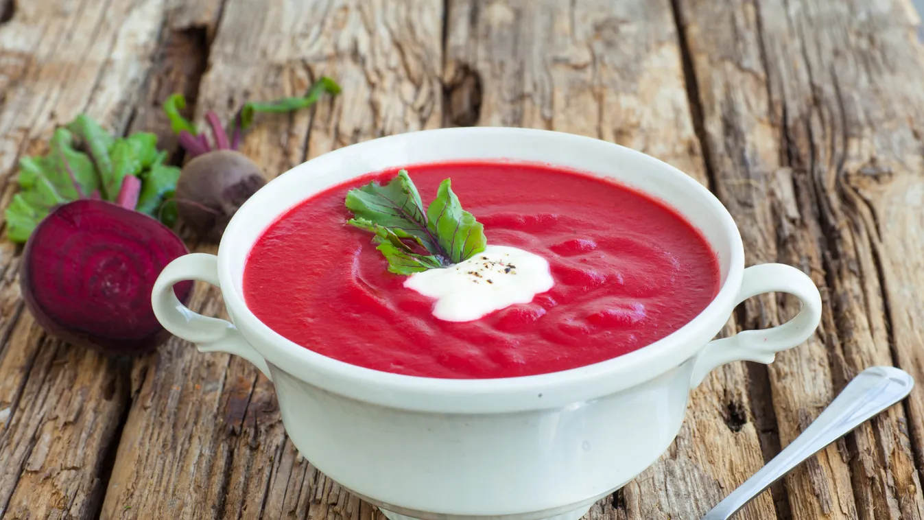 Cold,Summer,Beets,Soup,On,Te,Wooden,Background