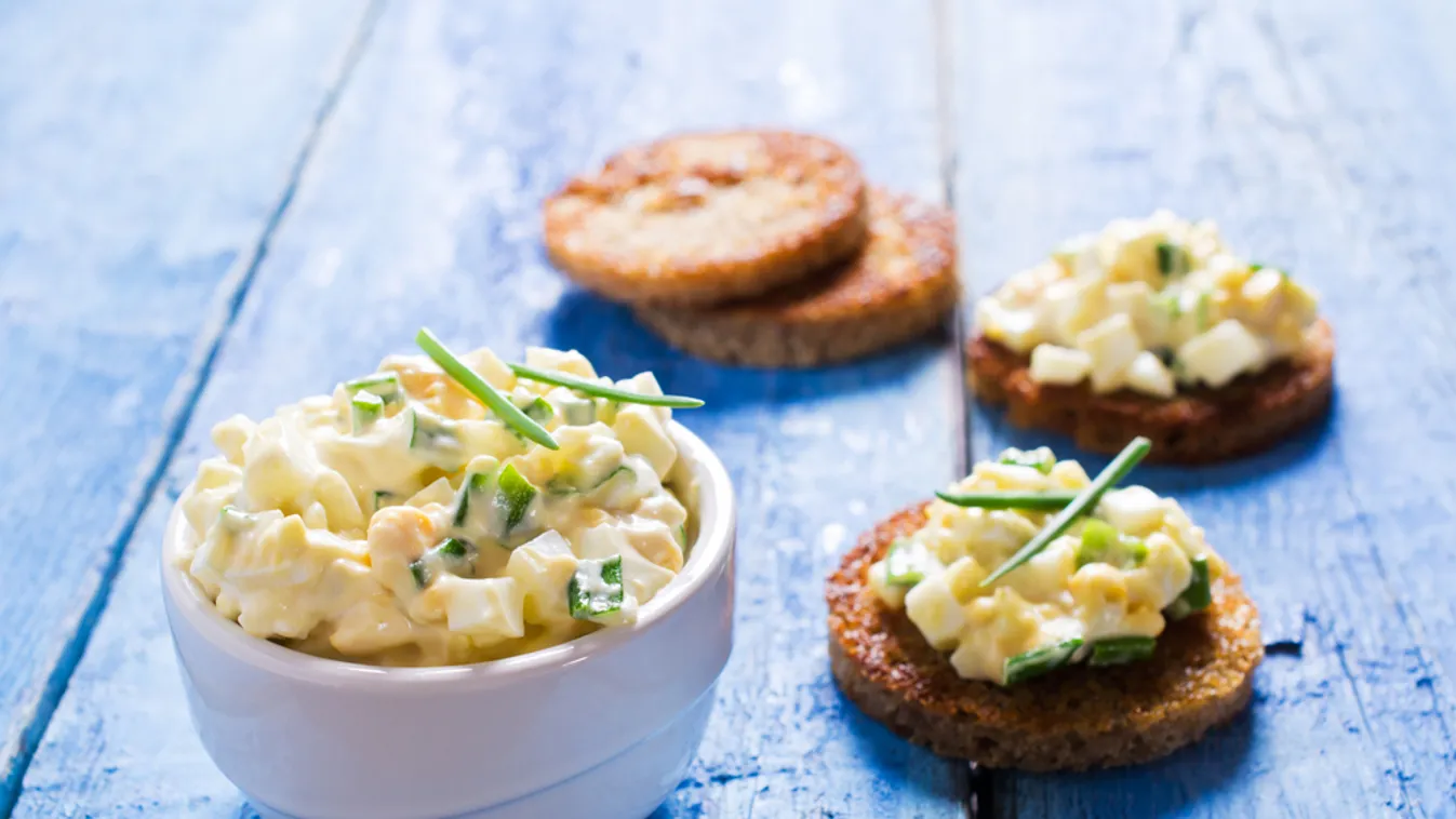 Egg,Salad,With,Chives,On,A,Wooden,Background.,Selective,Focus.
