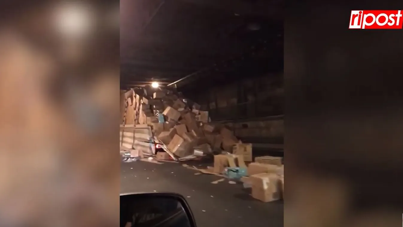 Durva felvétel: lefejezett egy kamiont a felüljáró a Hungária körúton