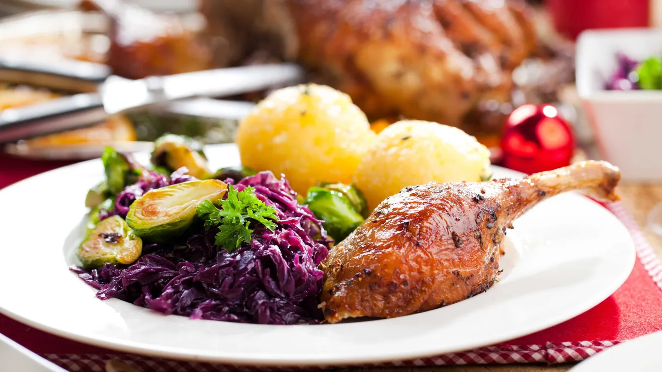 Christmas,Roast,Duck,Served,On,A,Festive,Table