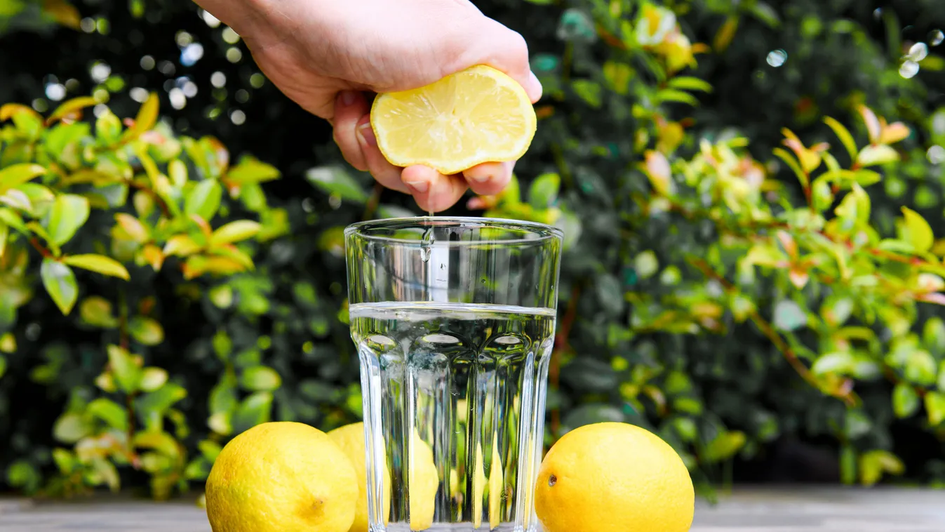 Squeezing,A,Lemon,Into,The,Water.,Cooking,Lemon,Water.