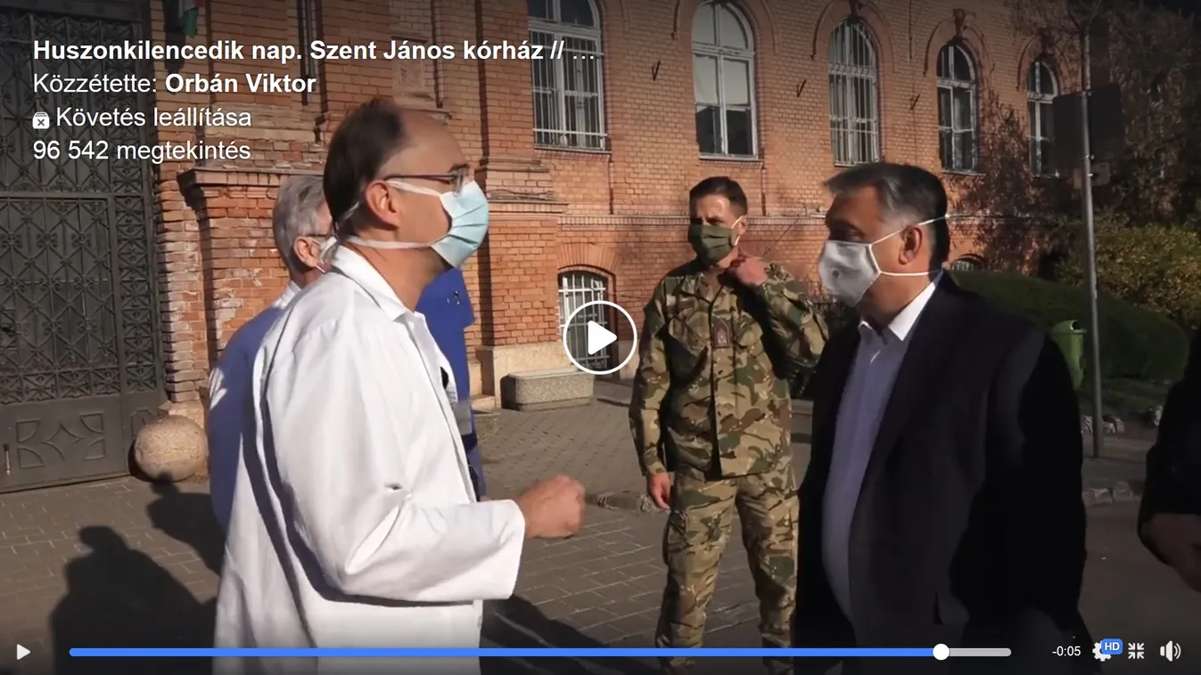 Orbán Viktor koronavírusos betegeket látogatott meg a Szent János Kórházban – videó