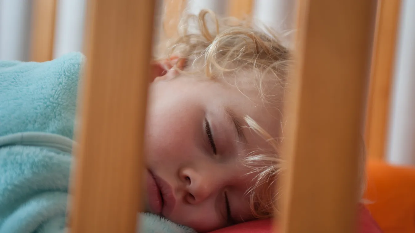Child asleep in cot