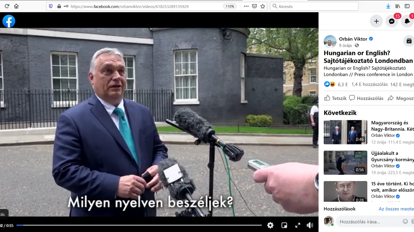 Orbánnak nem kellett tolmács a Downing street 10. előtt