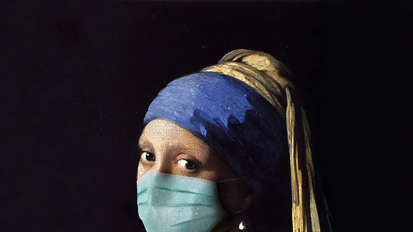Jan Vermeer van Delft: Leány gyöngy fülbevalóval (és szájmaszkkal) (Fotó: KoPé / BudapestAlternative)