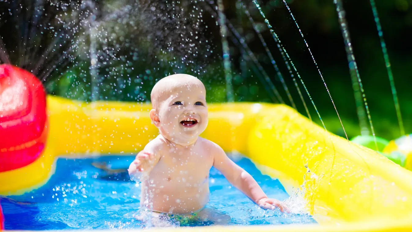 Children,Playing,In,Inflatable,Baby,Pool.,Kids,Swim,And,Splash