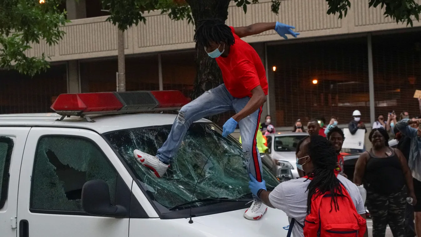 Protest against the death in Minneapolis police custody of African American man George Floyd, in St. Louis, Missouri