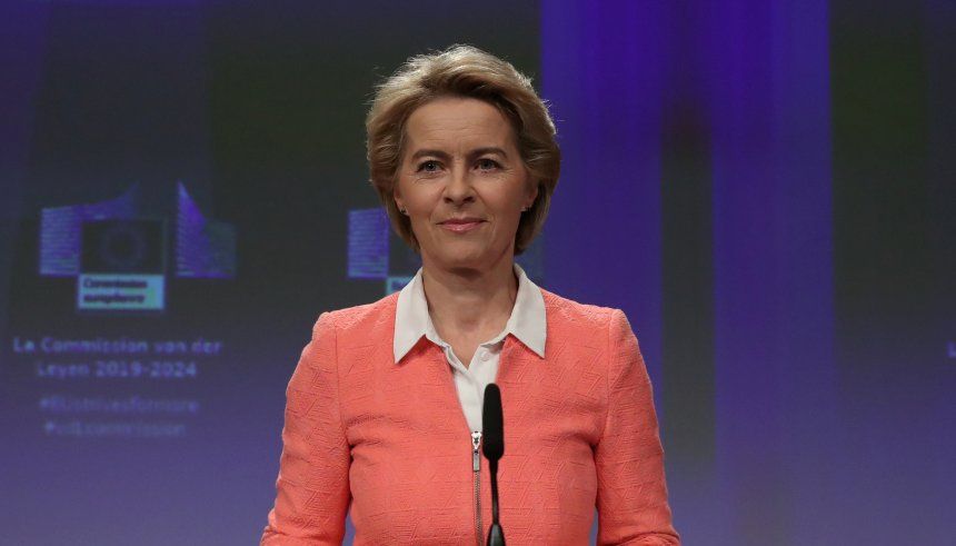 European Commission's president-designate Ursula von der Leyen speaks during a news conference at the EU Commission headquarters in Brussels