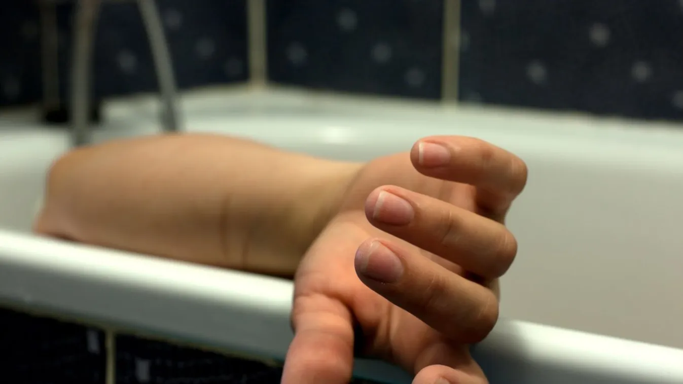 Dead body of woman in the bathroom in bath