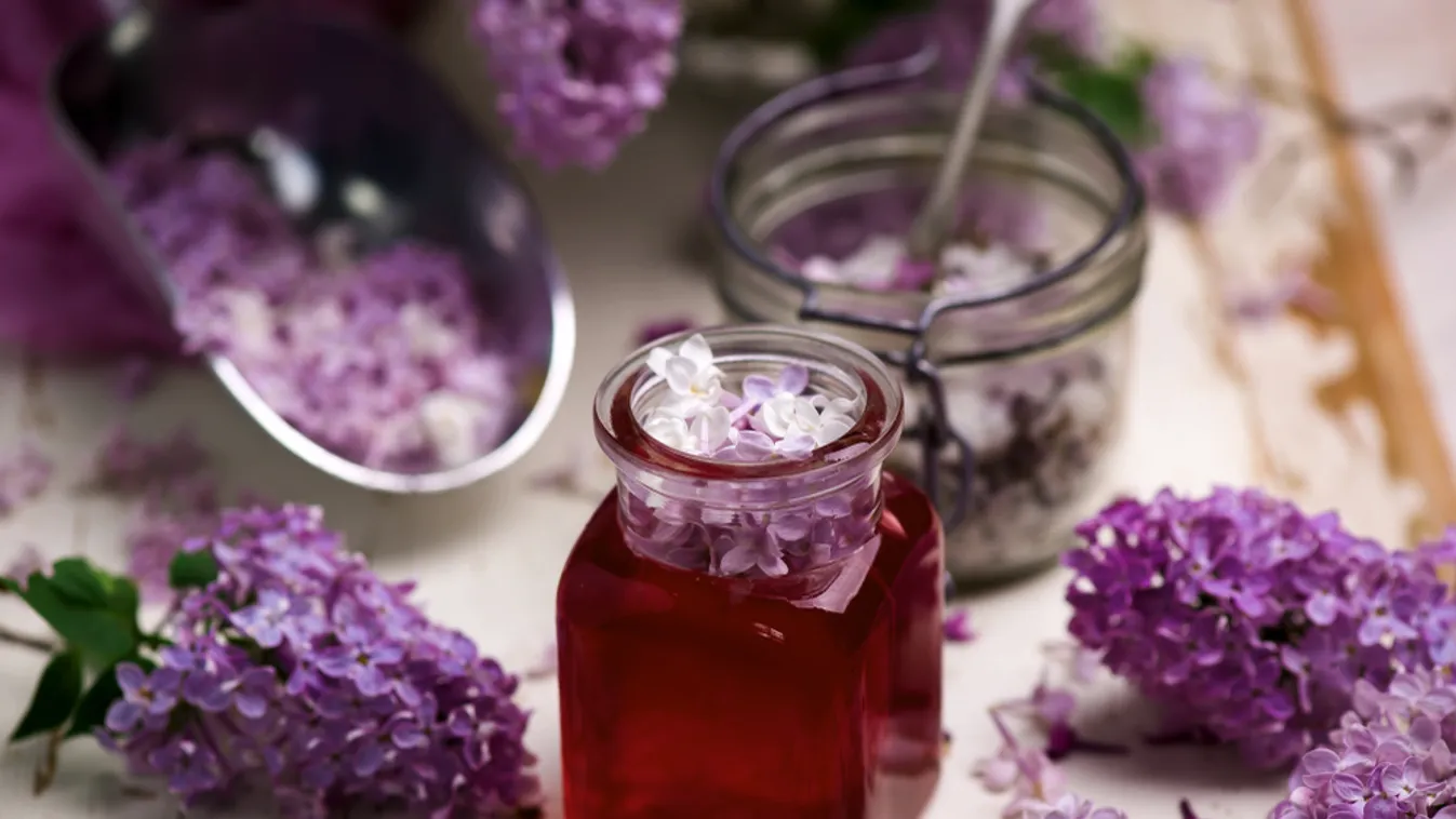 Lilac,Syrup,In,Glass,Jar.style,Vintage.selective,Focus