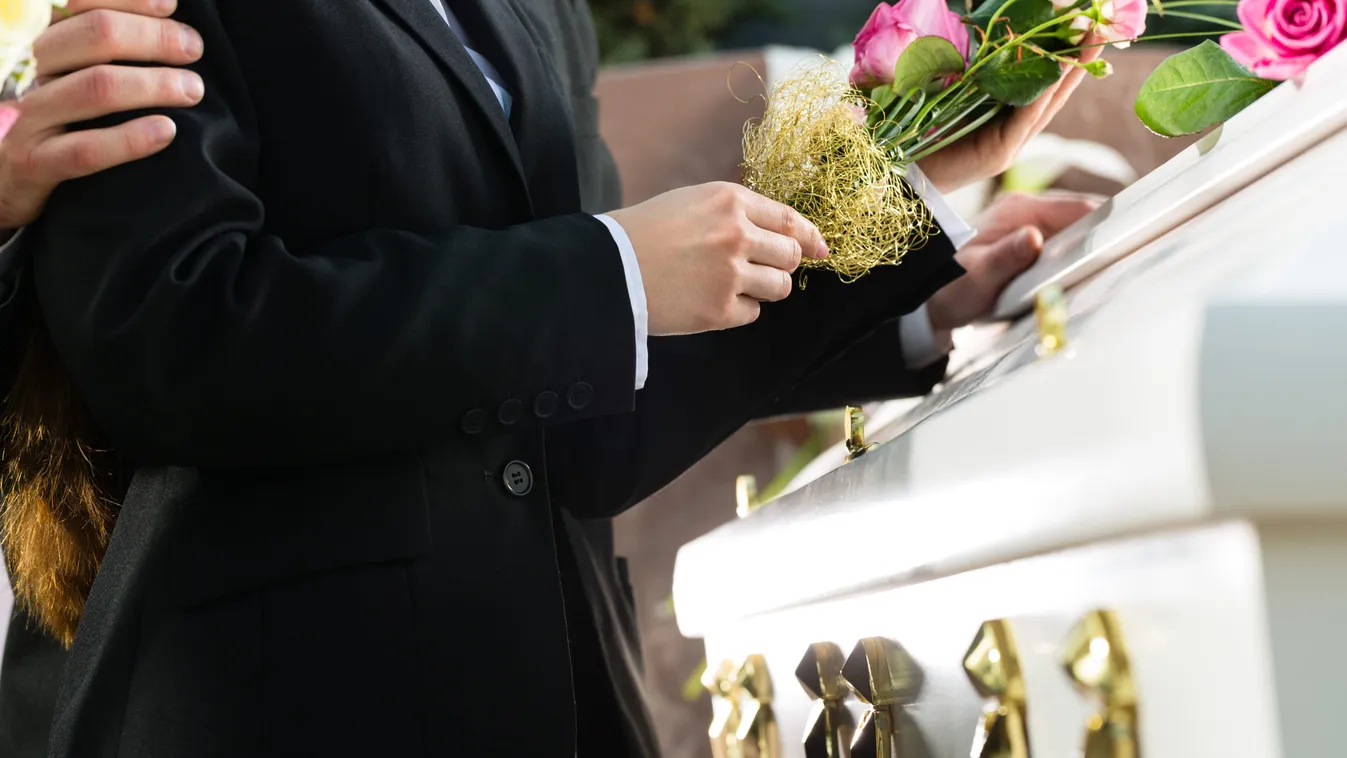 Mourning People at Funeral with coffin