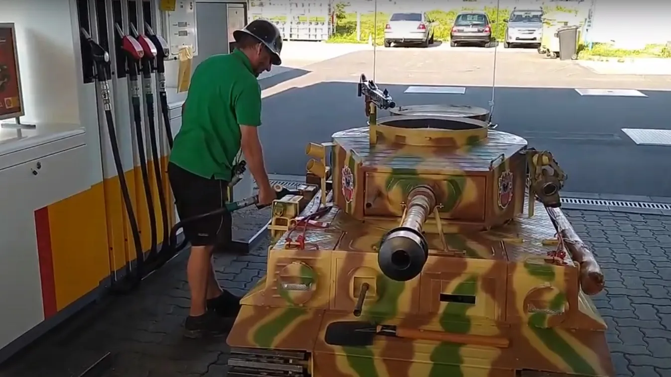 Elképesztő: tigristankjával ment a nagykanizsai benzinkútra Béla –videó