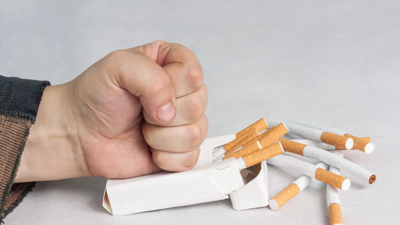 Man destroying a pack of cigarettes