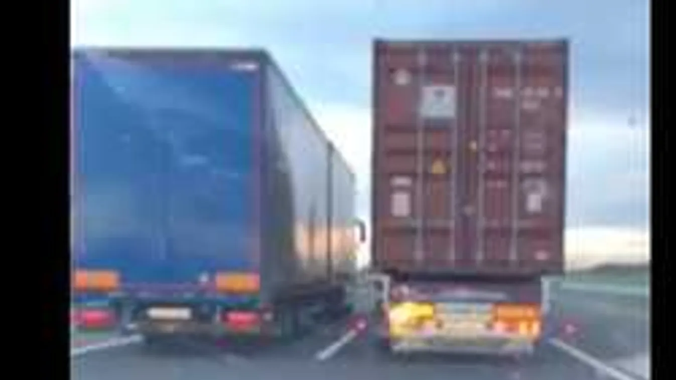 Versenypályának használta a magyar autópályát két kamionos! - videó