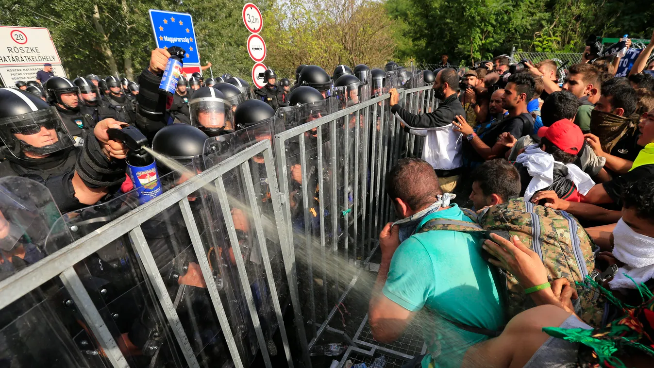 Violent Clashes On The Hungarian Border After Migrants Attempt To Break Through The Fence