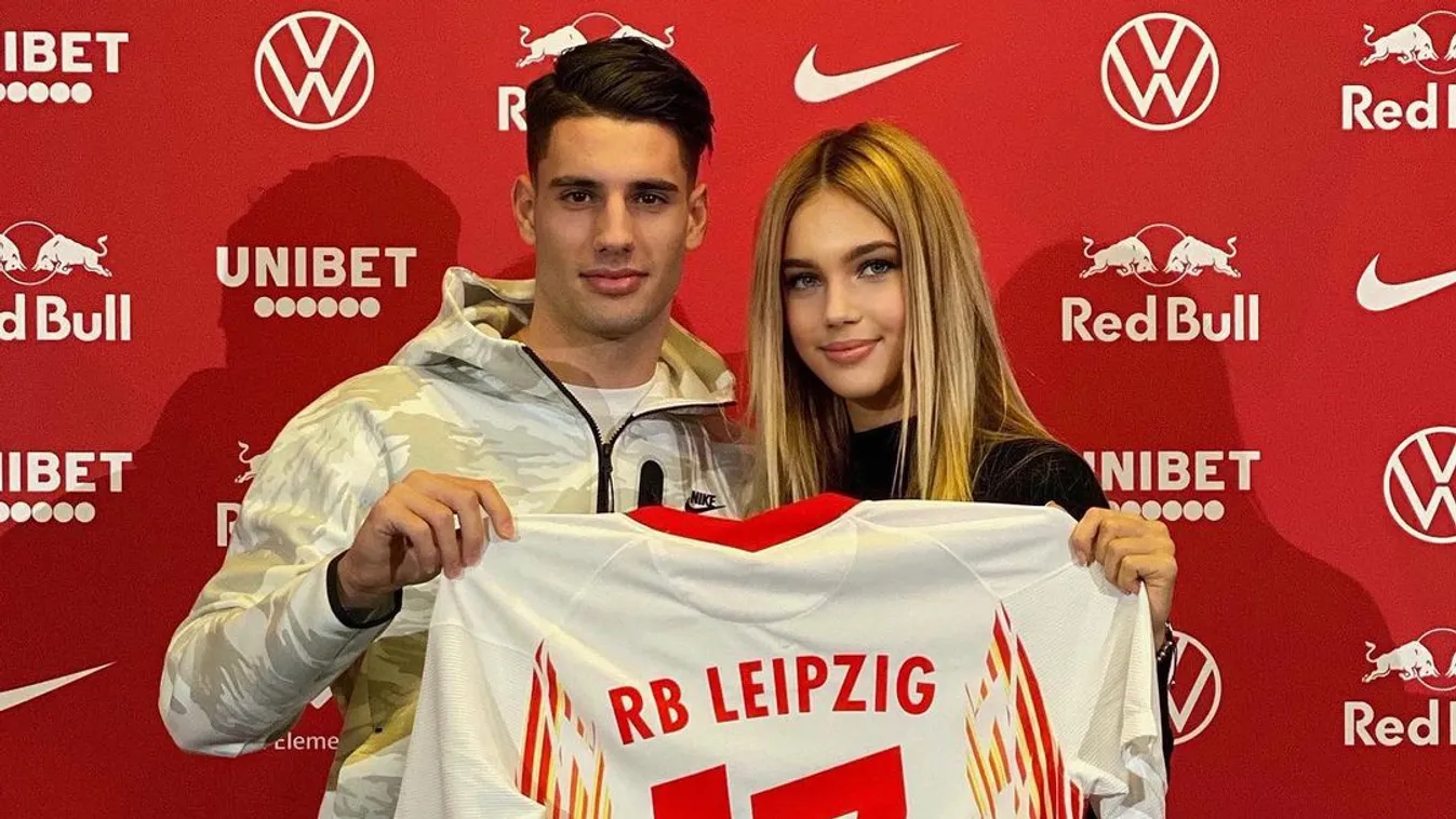 Szoboszlai Dominik és Gécsek Fanni az RB Leipzig mezével