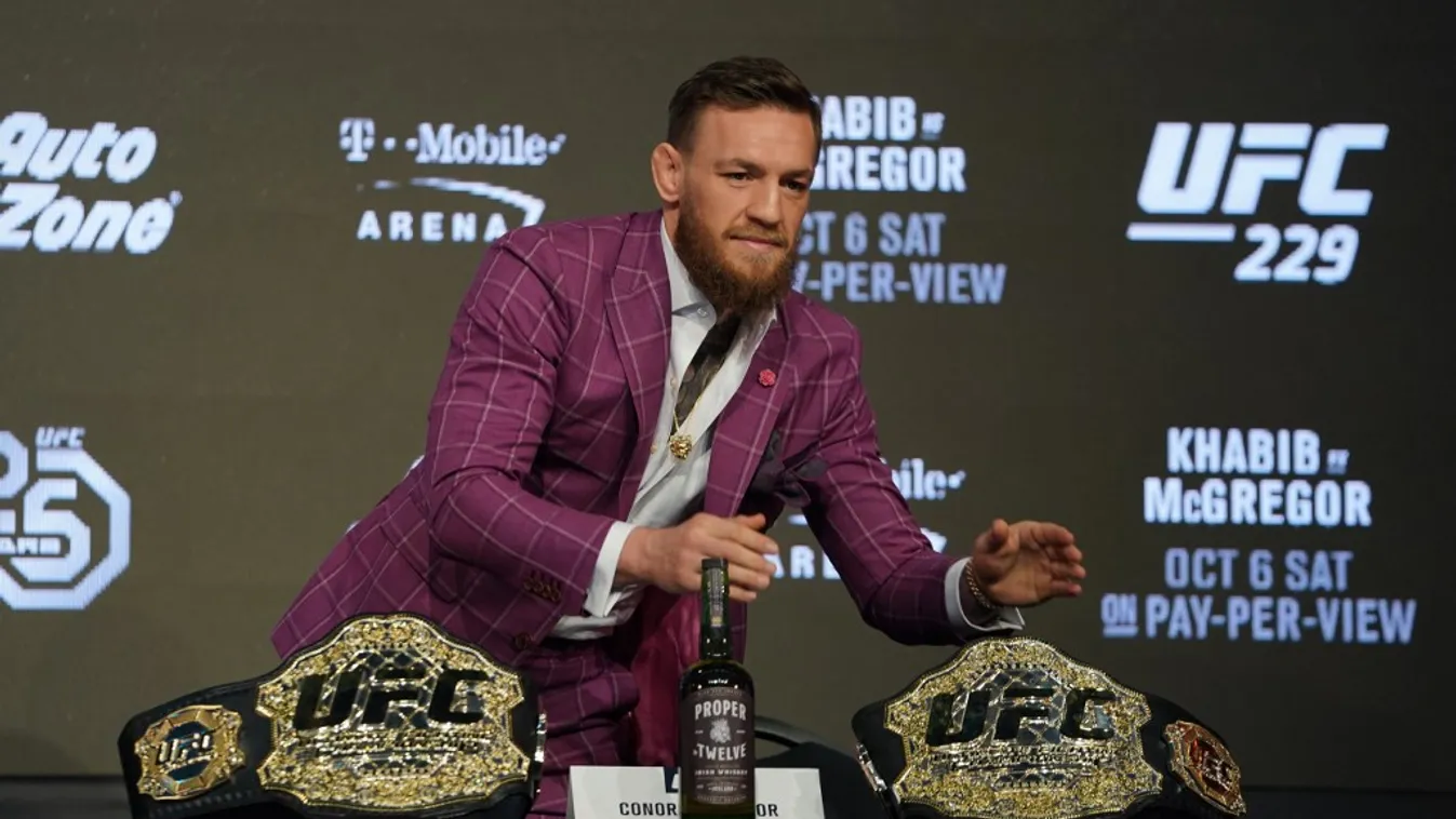 UFC press conference with Khabib Nurmagomedov and Conor McGregor