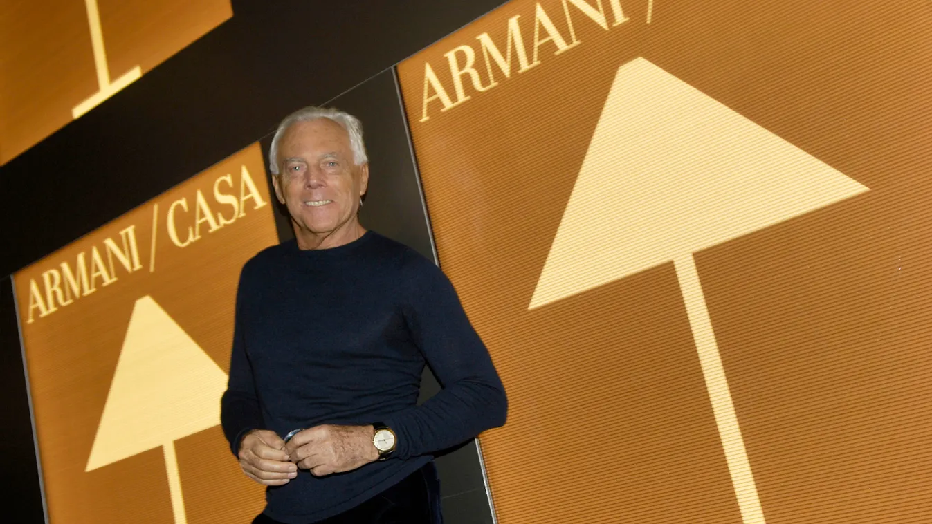 Giorgio Armani poses at the 'Armani Casa' exhibition of his