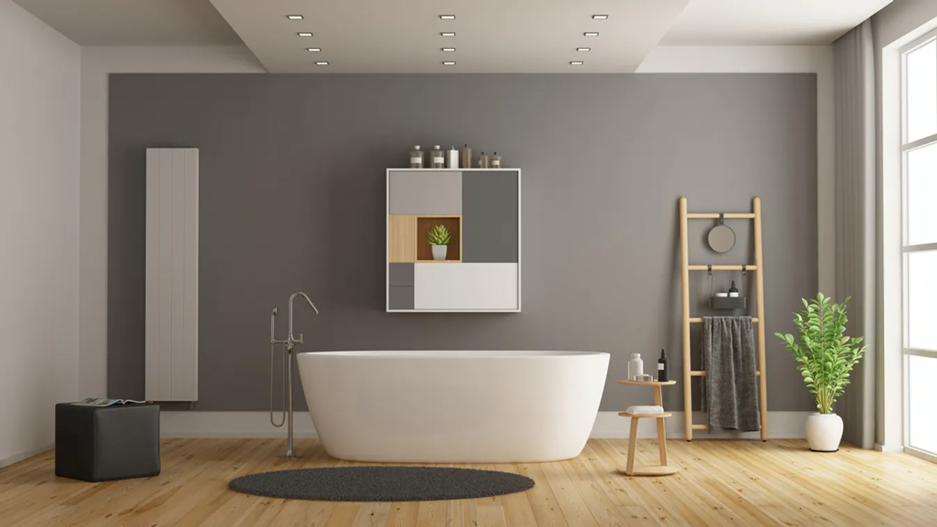 Minimalist white and gray bathroom