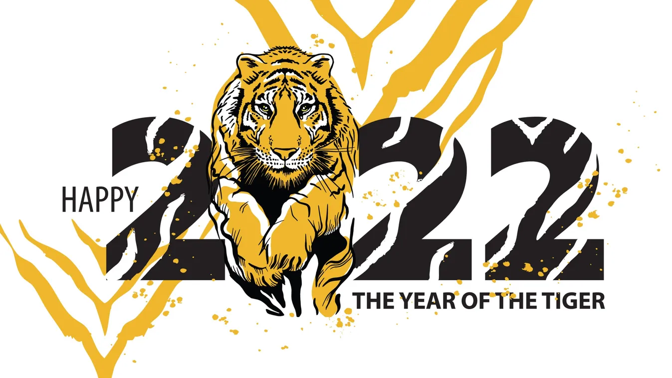 New,Year,Of,The,Tiger,2022.,Freehand,Drawing,Of,A
