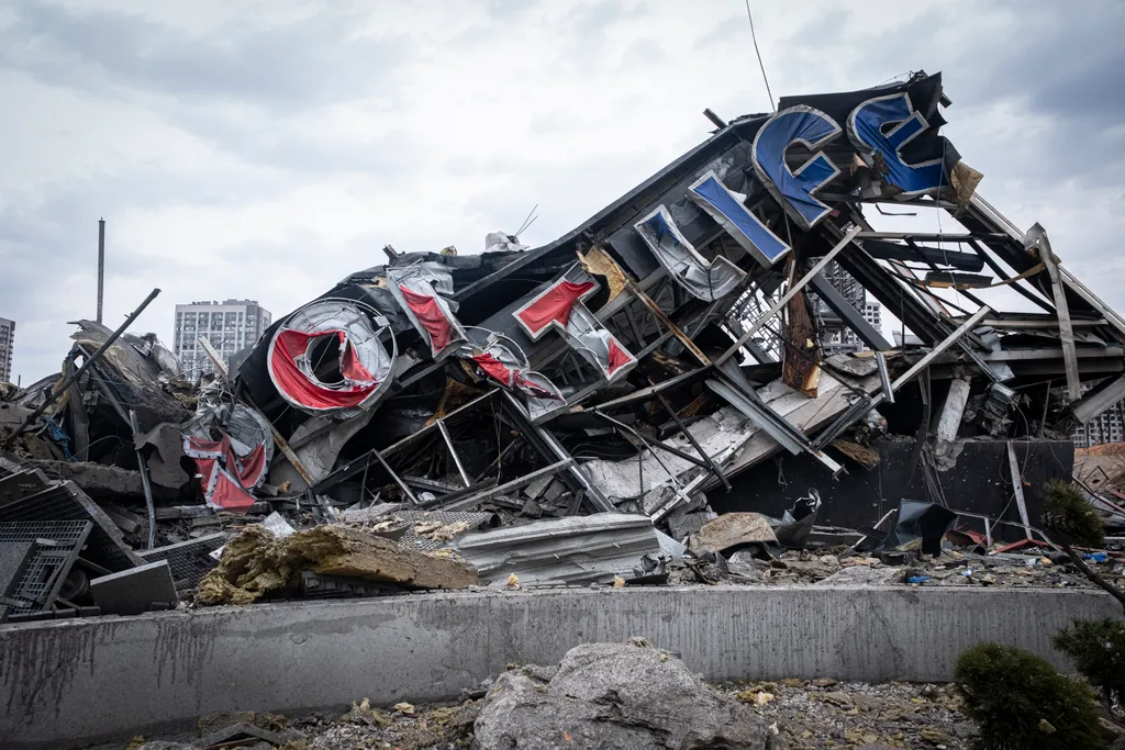 Shelling Of The Podil District Of Kiev, The Capital Of Ukraine