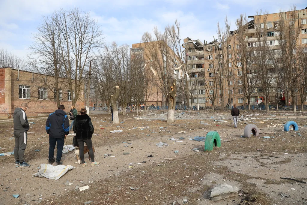 Damage after shelling in Donetsk