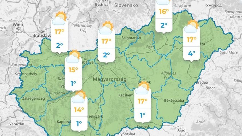 Mutatjuk, milyen lesz az időjárás a napokban