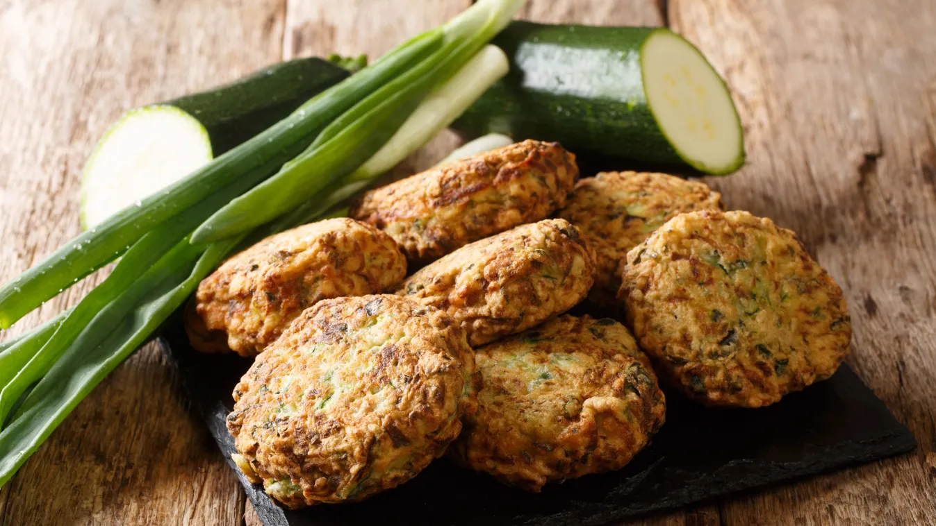 Mediterranean,Cuisine,Zucchini,Fritters,With,Feta,Cheese,Close-up,On,A