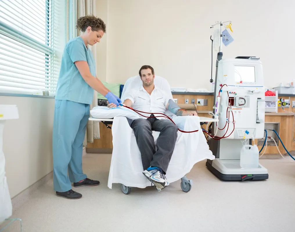 Portrait,Of,Male,Patient,Being,Prepared,By,Nurse,Before,Renal